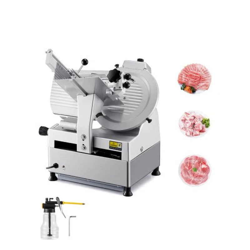 Automatic Meat Slicer, 180W + 370W Deli Slicer with a 12 Inch Premium 65Mn Blade, 0-0.3 Inch Adjustable Thickness, Electric Food Slicer Machine for Meat, Vegetables, Hard Bread, and Cheese