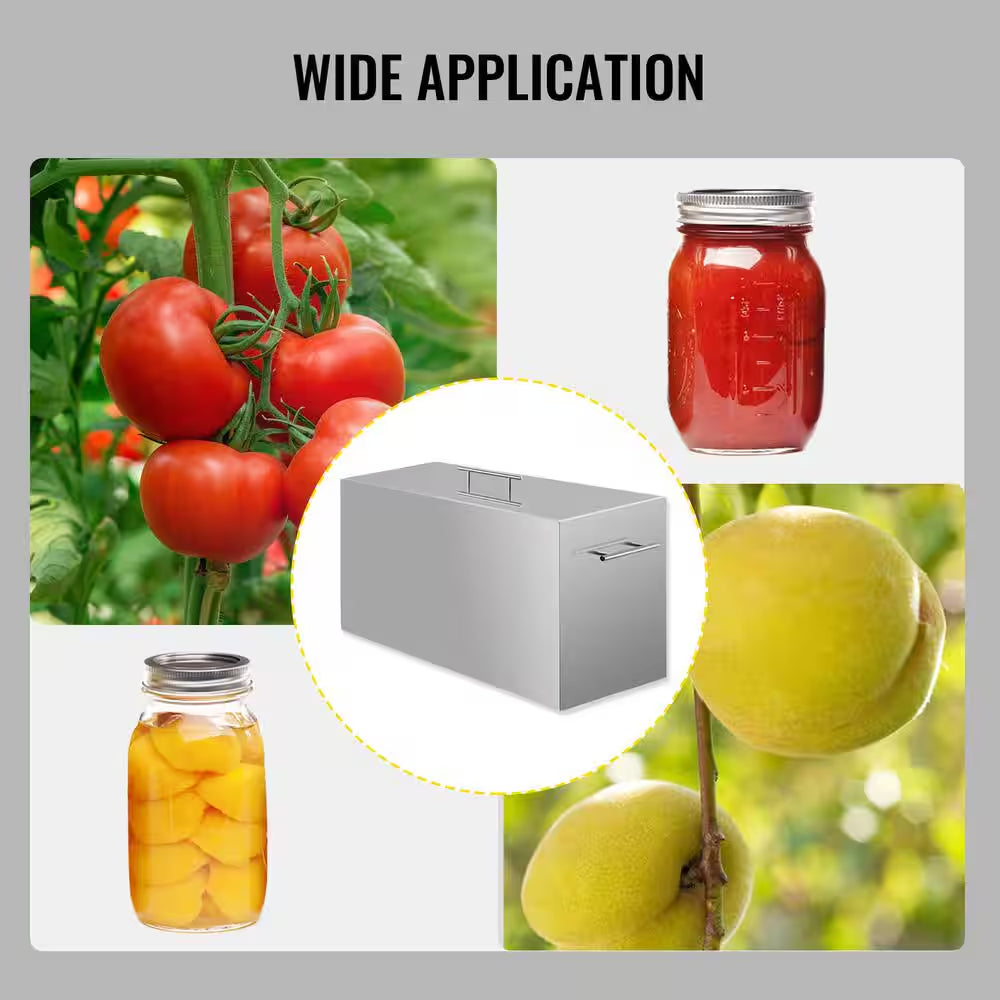 15 Qt. Water Bath Canner Pot 1-Piece Silver Stainless Steel Gas Canning Preserving Set with Flat Bottom