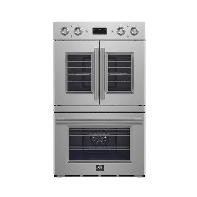 Gallico 30-Inch Electric French Door Double Oven, Stainless Steel, Convection Cooking, Touch Control Panel, Self-Cleaning Function