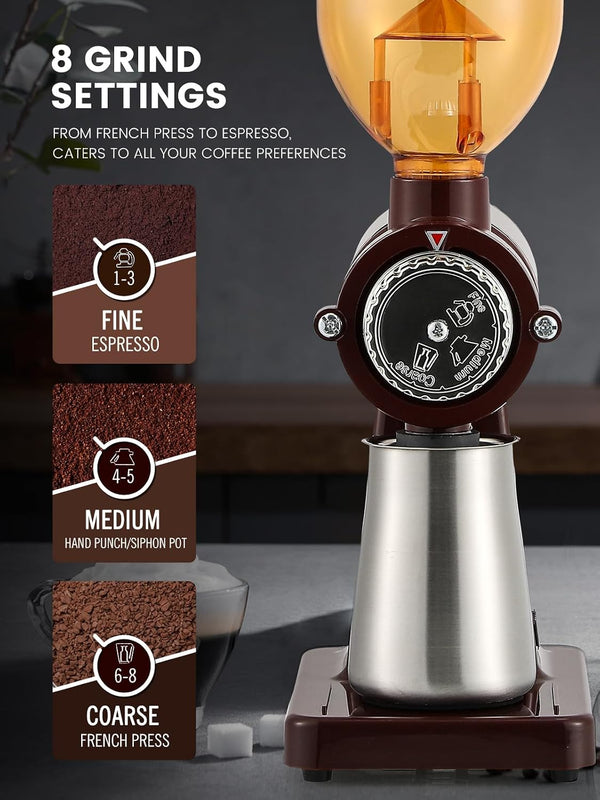 Huanyu Stainless Steel Coffee Grinder Electric with 8 Grinding Settings Red and Huanyu Electric Coffee Bean Grinder with Closed Grinding System Anti-Static Design for Dust-Free Home Use Bundle