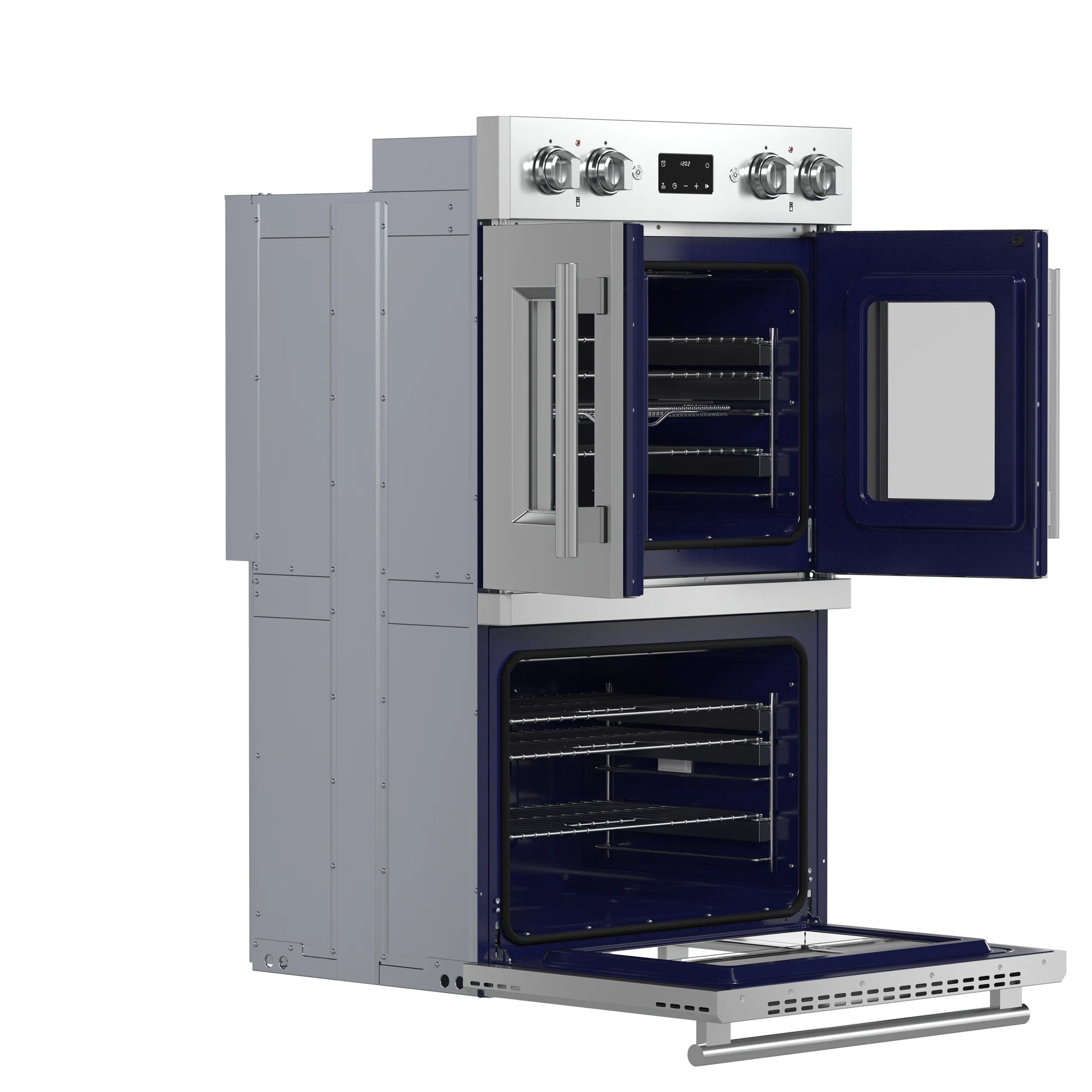 Gallico 30-Inch Electric French Door Double Oven, Stainless Steel, Convection Cooking, Touch Control Panel, Self-Cleaning Function