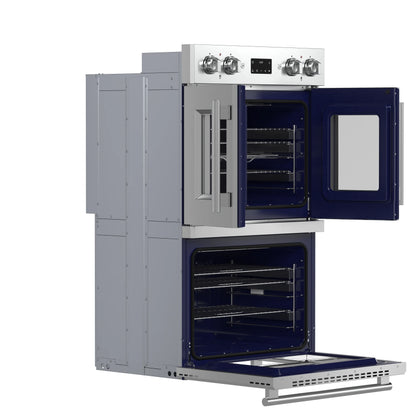 Gallico 30-Inch Electric French Door Double Oven, Stainless Steel, Convection Cooking, Touch Control Panel, Self-Cleaning Function