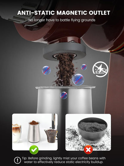 Huanyu Stainless Steel Coffee Grinder Electric with 8 Grinding Settings Red and Huanyu Electric Coffee Bean Grinder with Closed Grinding System Anti-Static Design for Dust-Free Home Use Bundle
