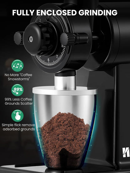 Huanyu Stainless Steel Coffee Grinder Electric with 8 Grinding Settings Red and Huanyu Electric Coffee Bean Grinder with Closed Grinding System Anti-Static Design for Dust-Free Home Use Bundle