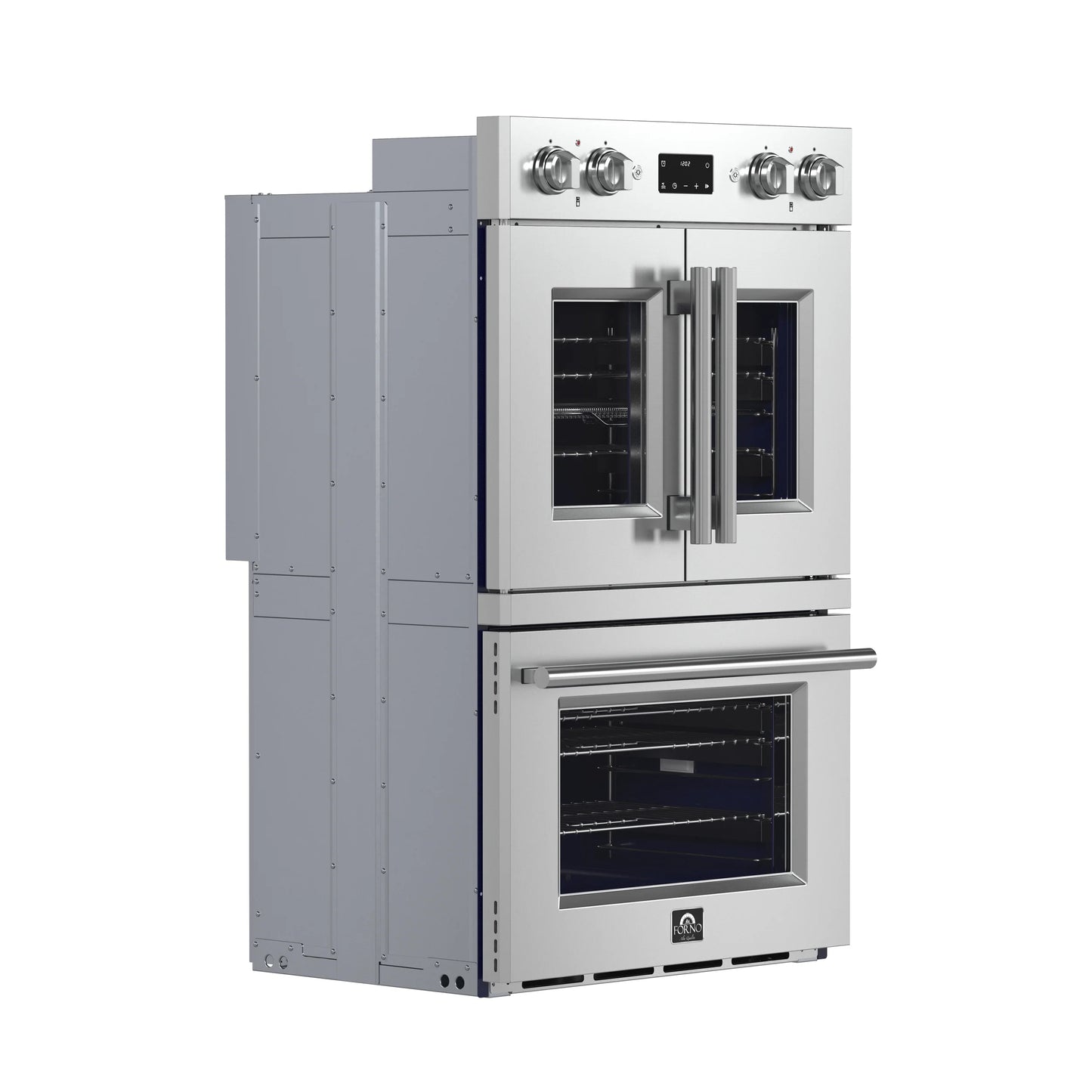 Gallico 30-Inch Electric French Door Double Oven, Stainless Steel, Convection Cooking, Touch Control Panel, Self-Cleaning Function