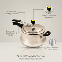 SteamCore MaxSecure Stainless Steel Pressure Cooker — infographic