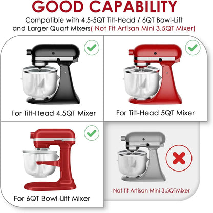Ice Cream Maker Attachment for Kitchenaid Stand Mixers - Compatible with 4.5/5QT and 6QT Models, 2 - Quart Bowl for Making Yogur