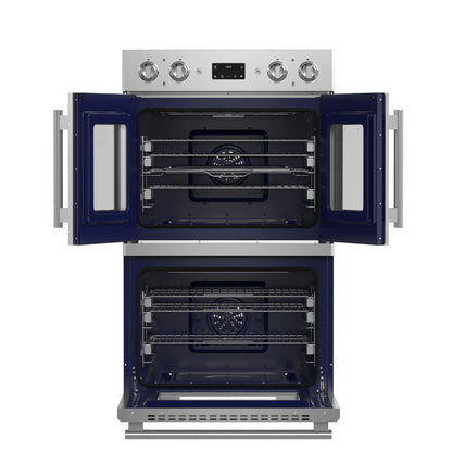 Gallico 30-Inch Electric French Door Double Oven, Stainless Steel, Convection Cooking, Touch Control Panel, Self-Cleaning Function