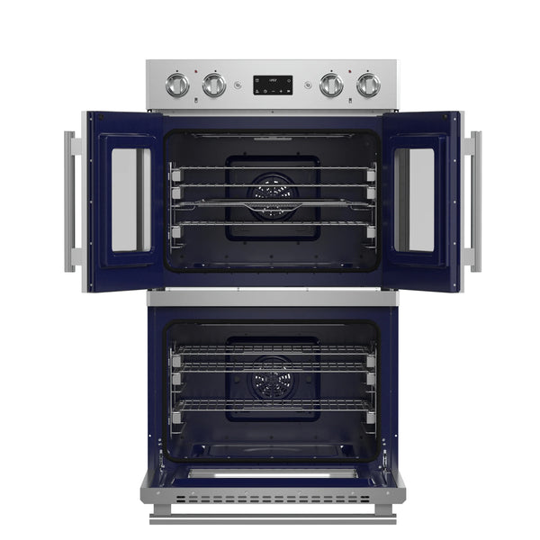 Gallico 30-Inch Electric French Door Double Oven, Stainless Steel, Convection Cooking, Touch Control Panel, Self-Cleaning Function
