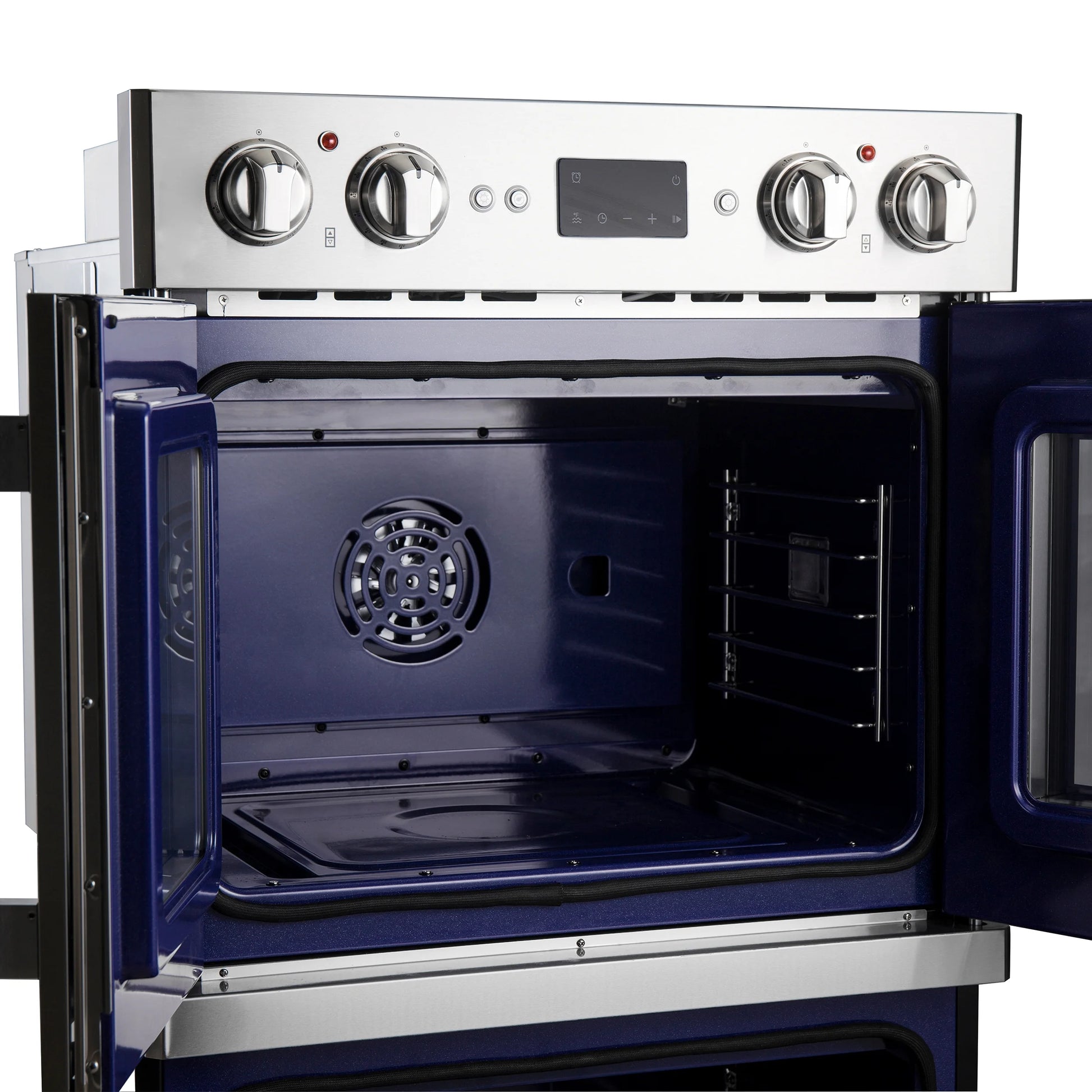 Gallico 30-Inch Electric French Door Double Oven, Stainless Steel, Convection Cooking, Touch Control Panel, Self-Cleaning Function