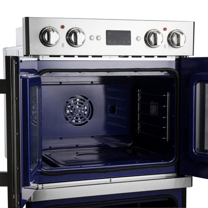 Gallico 30-Inch Electric French Door Double Oven, Stainless Steel, Convection Cooking, Touch Control Panel, Self-Cleaning Function