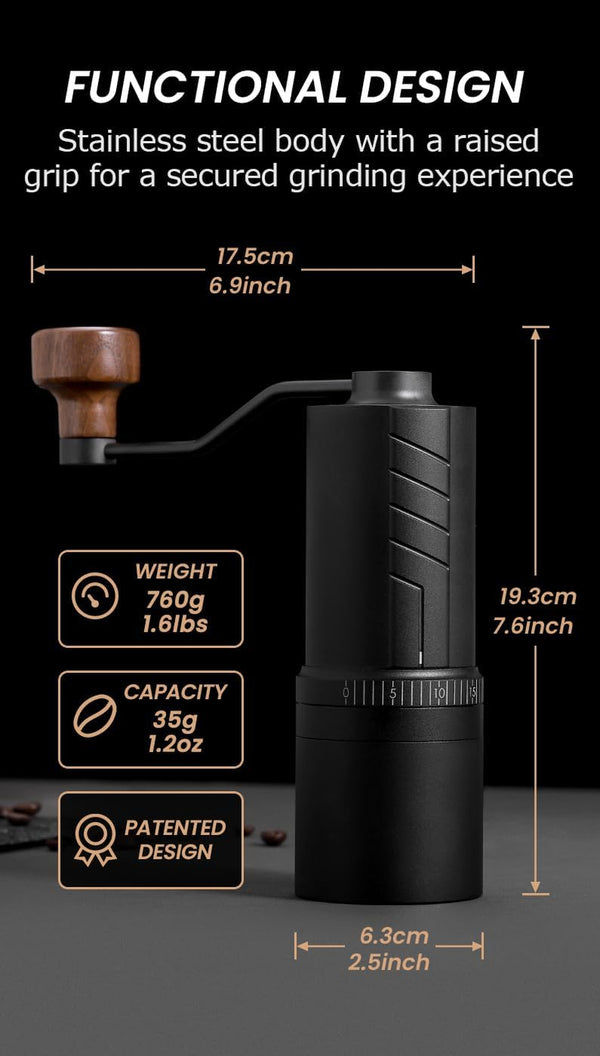 VEVOK CHEF Manual Coffee Grinder & #2 Cone Coffee Filters Bundle - 20 Levels Adjustable Burr Grinder with 200PCS Unbleached Natural Paper Filters, Complete Pour-Over Coffee Kit for Home & Travel