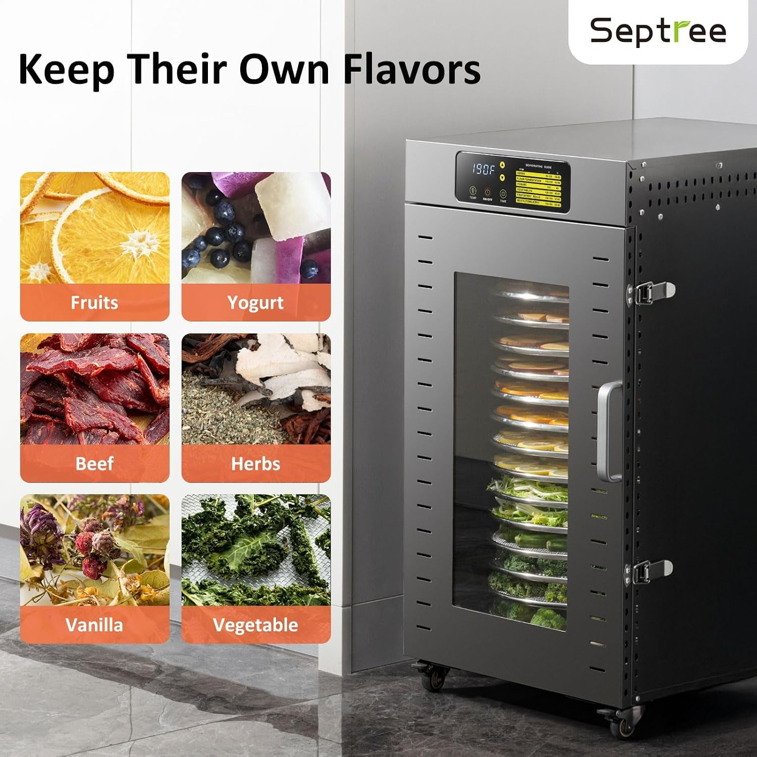 360 Rotating Dehydrator 16 Trays, Commercial Large Capacity Auto-Rotate Food Dryer Machine with Timer, for Beef Jerky Herbs Dog Treats, 1500W Fast Drying Industrial Dehydrater Stainless Steel